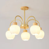 Modern Petal Glass Ceiling Light with 6 Bulbs Image - 5