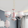 Modern Pink Drum Fabric Pendant Chandelier Kids Room Image - 1