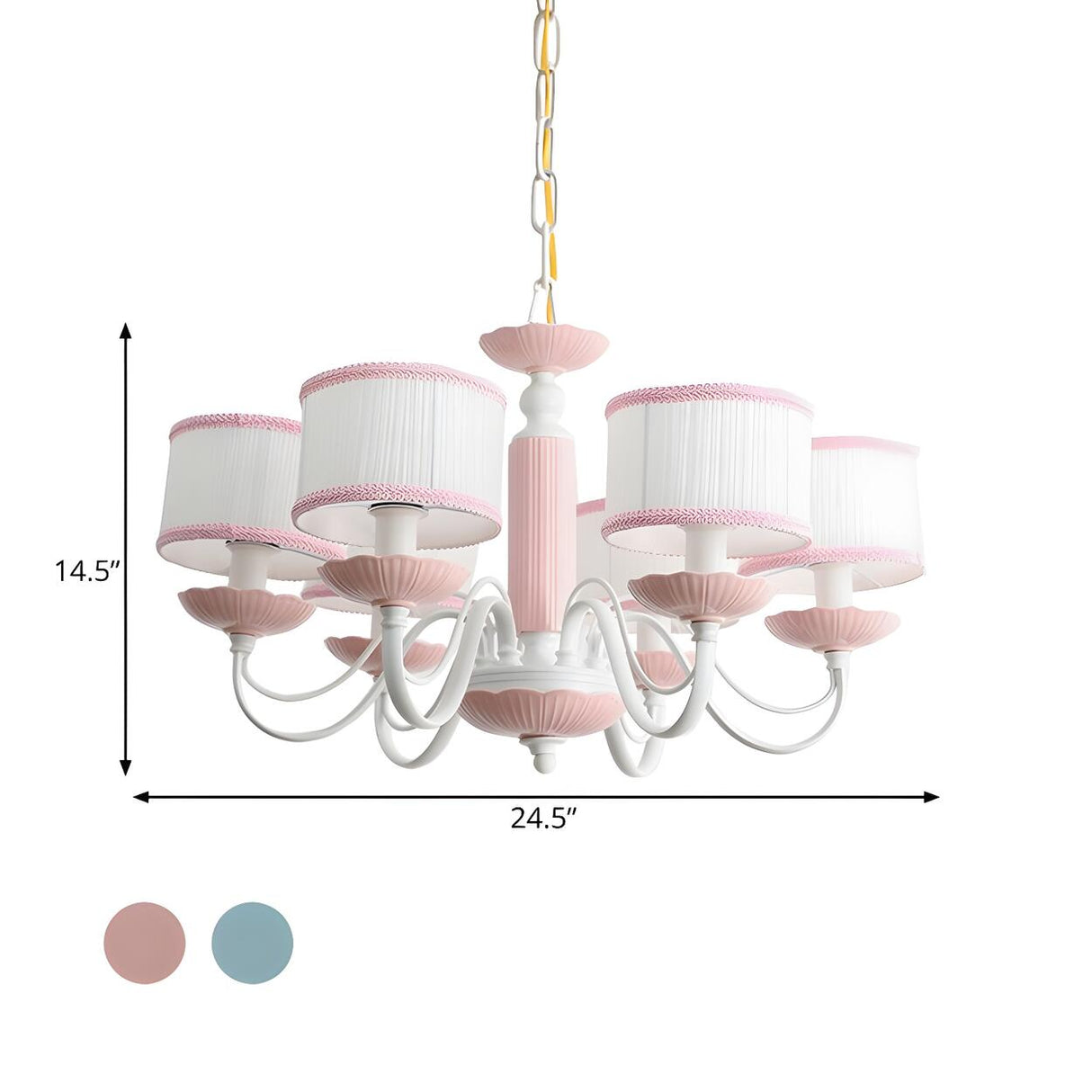 Modern Pink Drum Fabric Pendant Chandelier Kids Room Image - 13