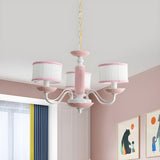 Modern Pink Drum Fabric Pendant Chandelier Kids Room Image - 2