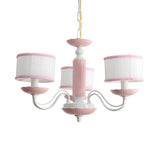 Modern Pink Drum Fabric Pendant Chandelier Kids Room Image - 3