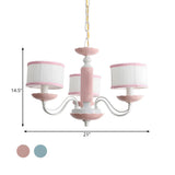 Modern Pink Drum Fabric Pendant Chandelier Kids Room Image - 4