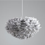 Modern Pink Feather Fluffy Round Bedroom Pendant Light Image - 9