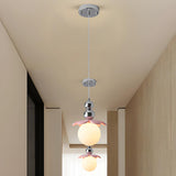 Modern Pink Floral Globe Dining Room Pendant Light Image - 12