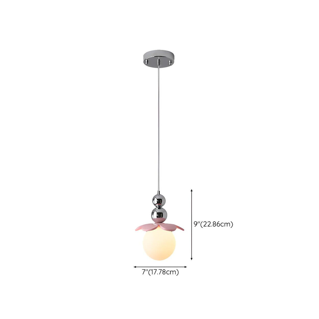 Modern Pink Floral Globe Dining Room Pendant Light 