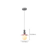 Modern Pink Floral Globe Dining Room Pendant Light #size