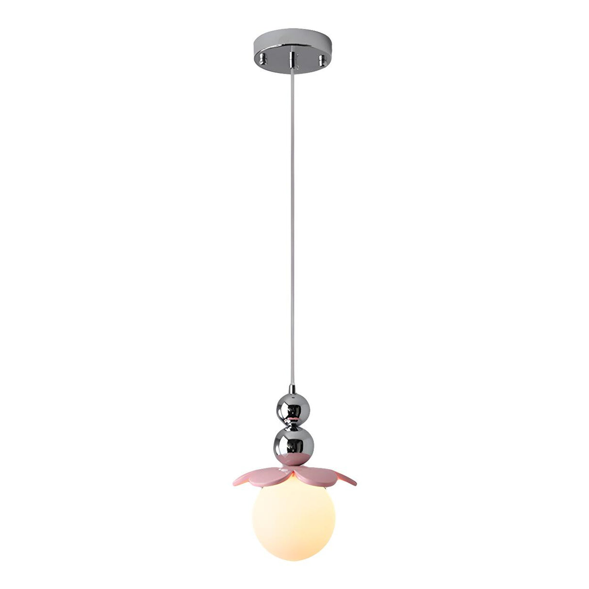 Modern Pink Floral Globe Dining Room Pendant Light Image - 5