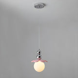 Modern Pink Floral Globe Dining Room Pendant Light Image - 6