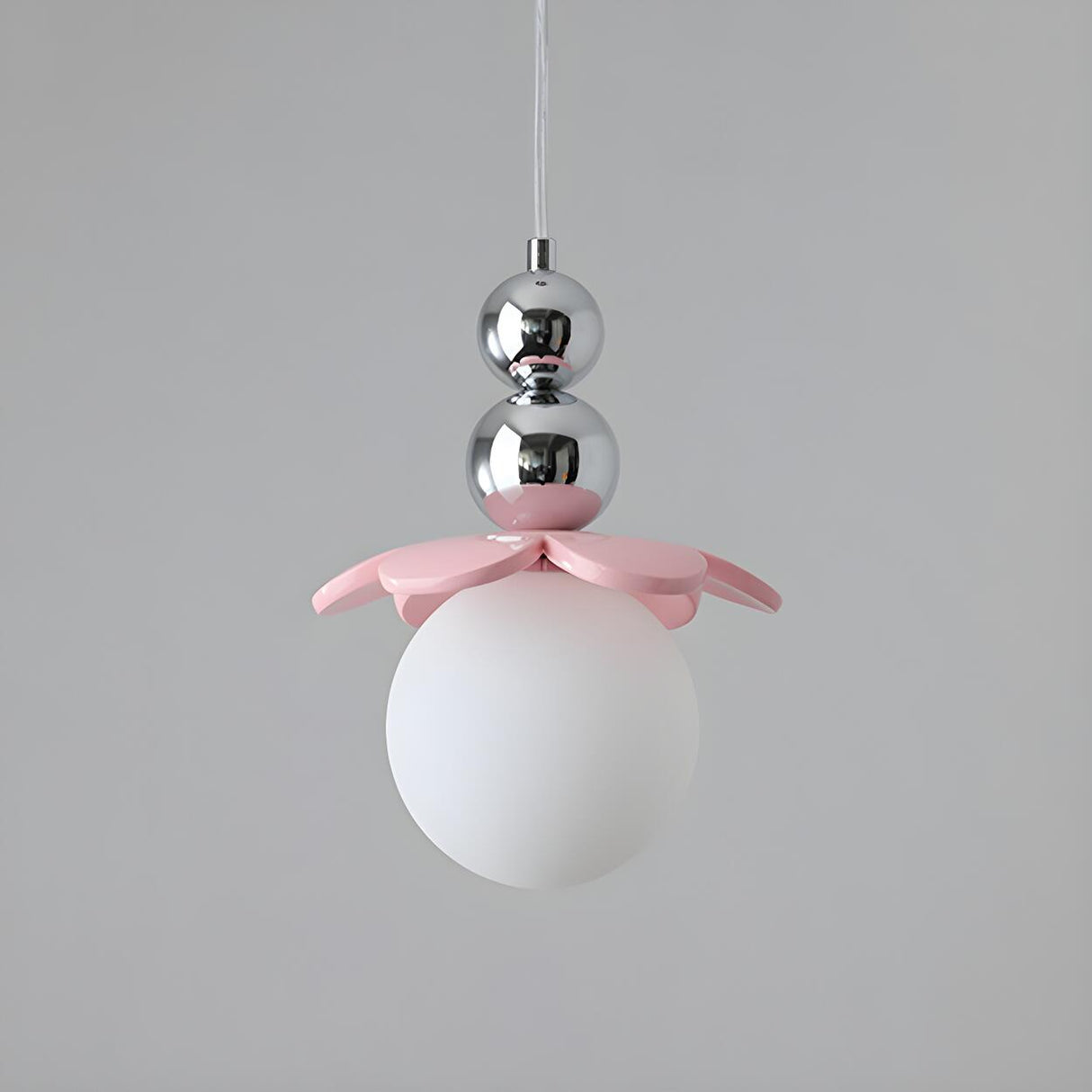 Modern Pink Floral Globe Dining Room Pendant Light Image - 8