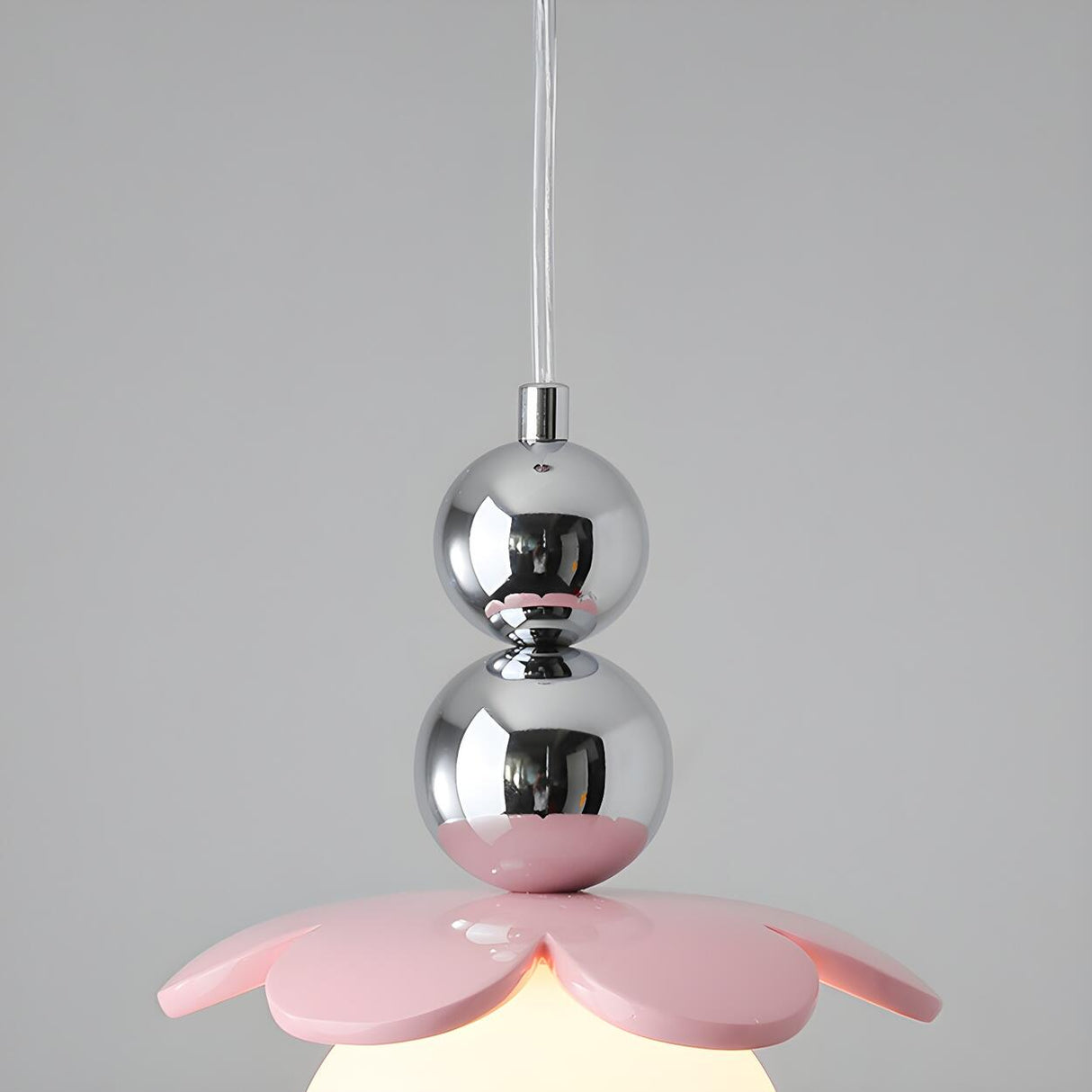 Modern Pink Floral Globe Dining Room Pendant Light Image - 9