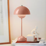 Modern Pink LED Dome Geometric Metal Bedroom Table Lamp Image - 1