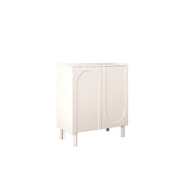 Modern Pink Wood Floor Shoe Cabinet 3-Door Storage Unit Image - 12