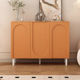 Modern Pink Wood Floor Shoe Cabinet 3-Door Storage Unit Image - 16