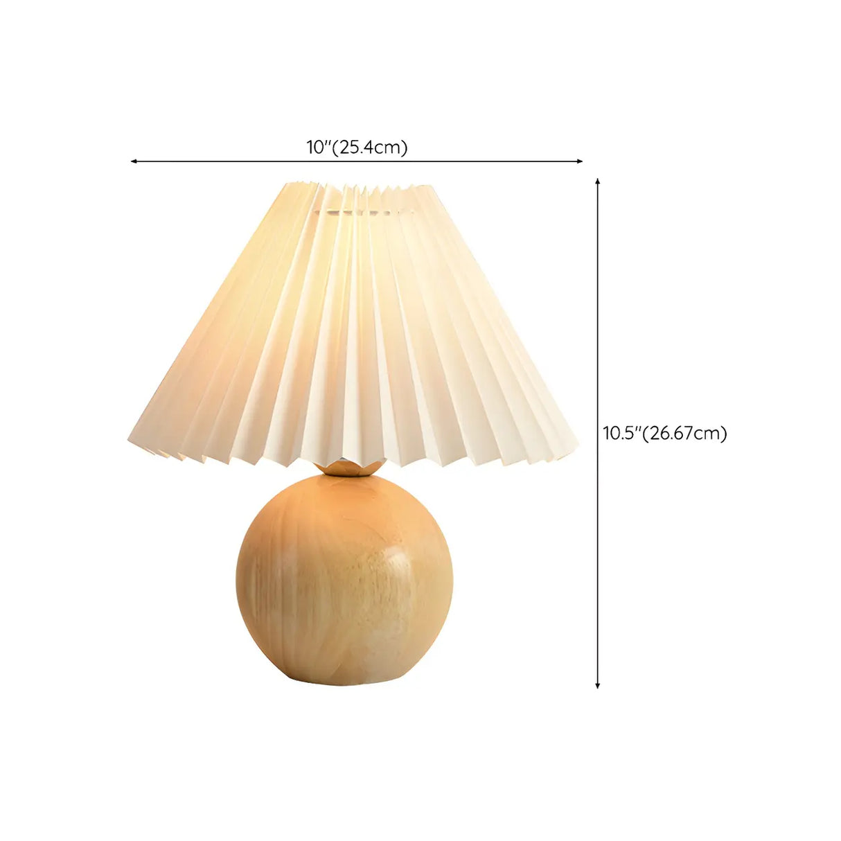 Modern Plastic Cone Shade Wooden Globe Table Lamp 