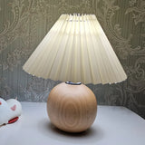 Modern Plastic Cone Shade Wooden Globe Table Lamp Image - 4