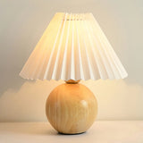 Modern Plastic Cone Shade Wooden Globe Table Lamp Image - 6