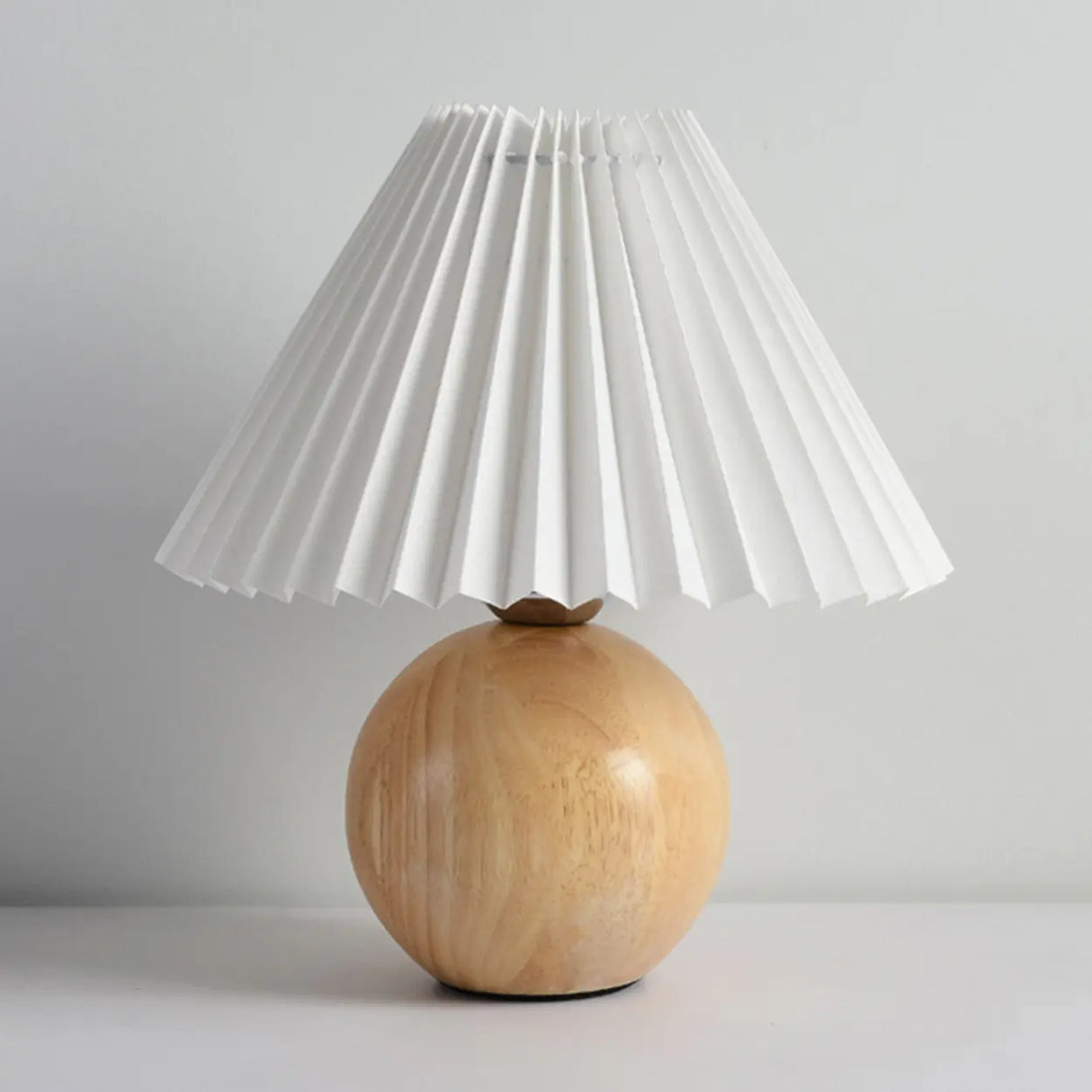 Modern Plastic Cone Shade Wooden Globe Table Lamp Image - 7