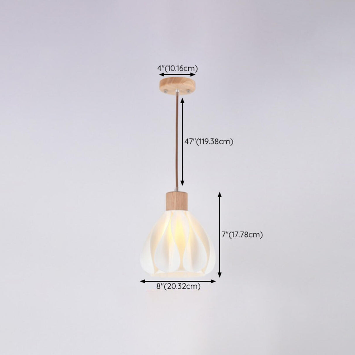 Modern Plastic Wood and White Floral Pendant Light  