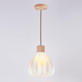 Modern Plastic Wood and White Floral Pendant Light  Image - 5