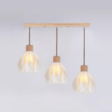 Modern Plastic Wood and White Floral Pendant Light  Image - 7