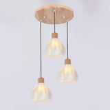 Modern Plastic Wood and White Floral Pendant Light  Image - 8