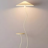 Modern Pleated and Curved Floor Lamp with Side Table Image - 8