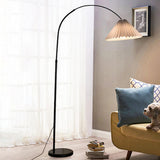 Modern Pleated Black Arc Adjustable Floor Lamp Image - 1