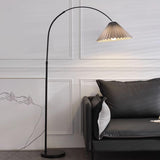 Modern Pleated Black Arc Adjustable Floor Lamp Image - 11