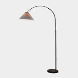 Modern Pleated Black Arc Adjustable Floor Lamp Image - 2