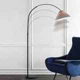 Modern Pleated Black Arc Adjustable Floor Lamp Image - 4