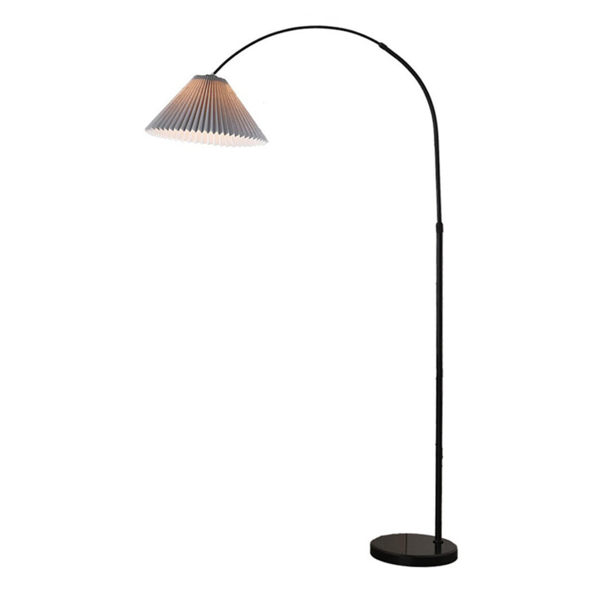 Modern Pleated Black Arc Adjustable Floor Lamp Image - 7