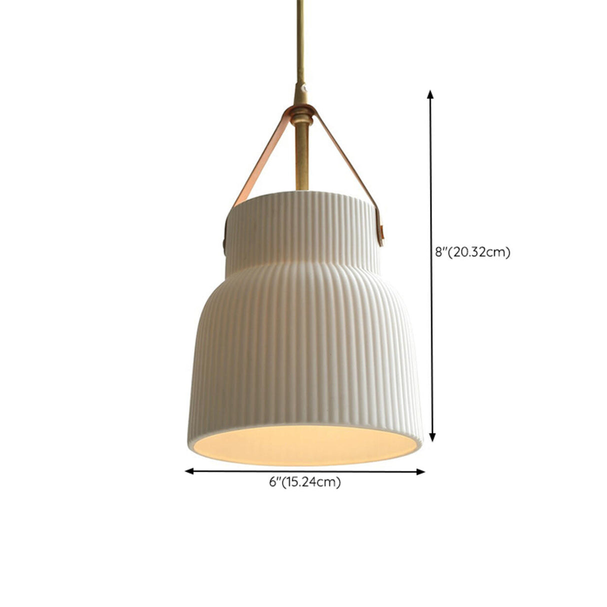 Modern Pleated Ceramic Pendant Light Leather Strap 