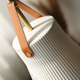 Modern Pleated Ceramic Pendant Light Leather Strap Image - 9