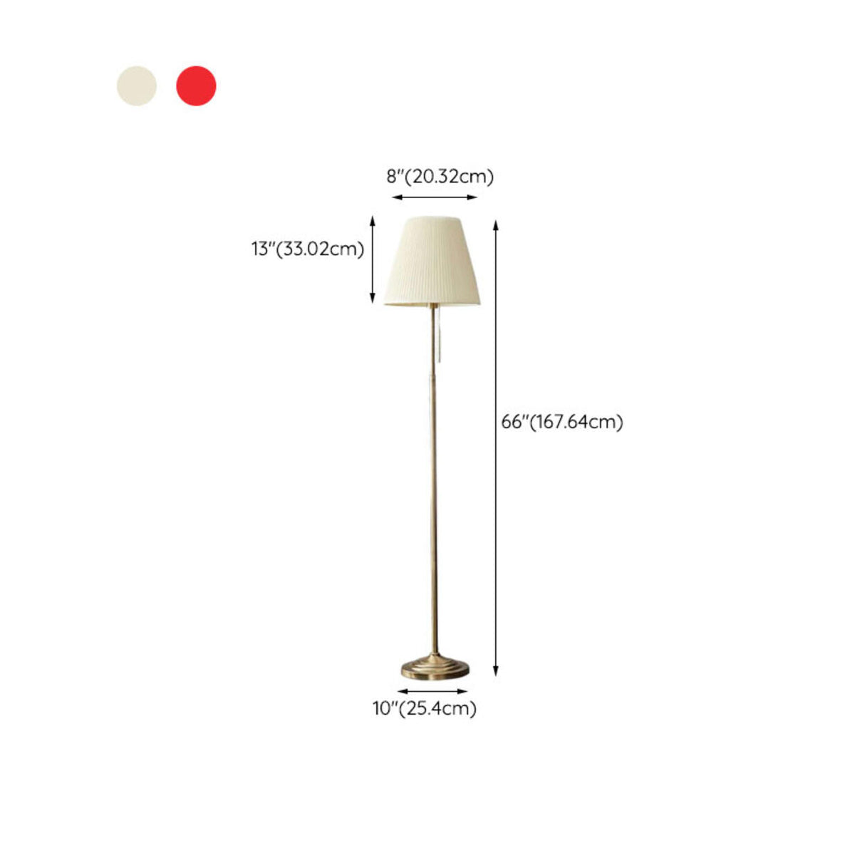 Modern Pleated Cone Fabric Floor Lamp with Pull Chain 