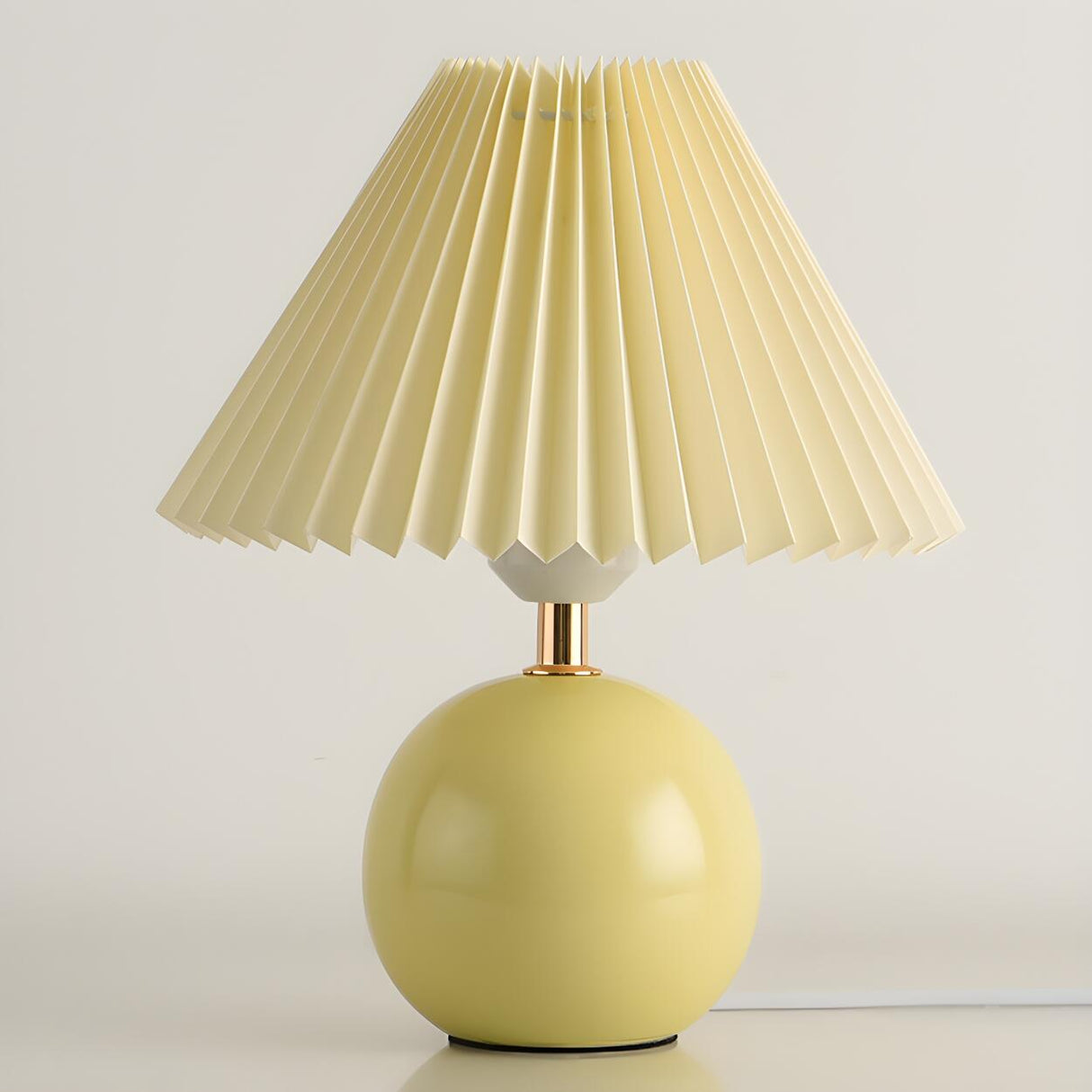 Modern Pleated Cone Shade White Ball Ceramic Table Lamp Image - 11