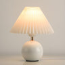 Modern Pleated Cone Shade White Ball Ceramic Table Lamp Image - 2