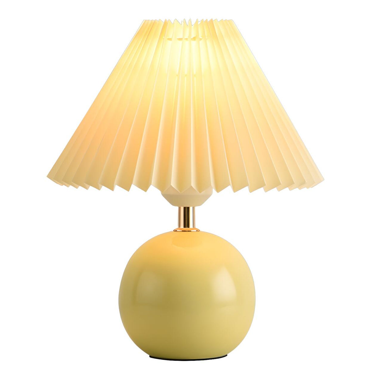 Modern Pleated Cone Shade White Ball Ceramic Table Lamp Image - 8