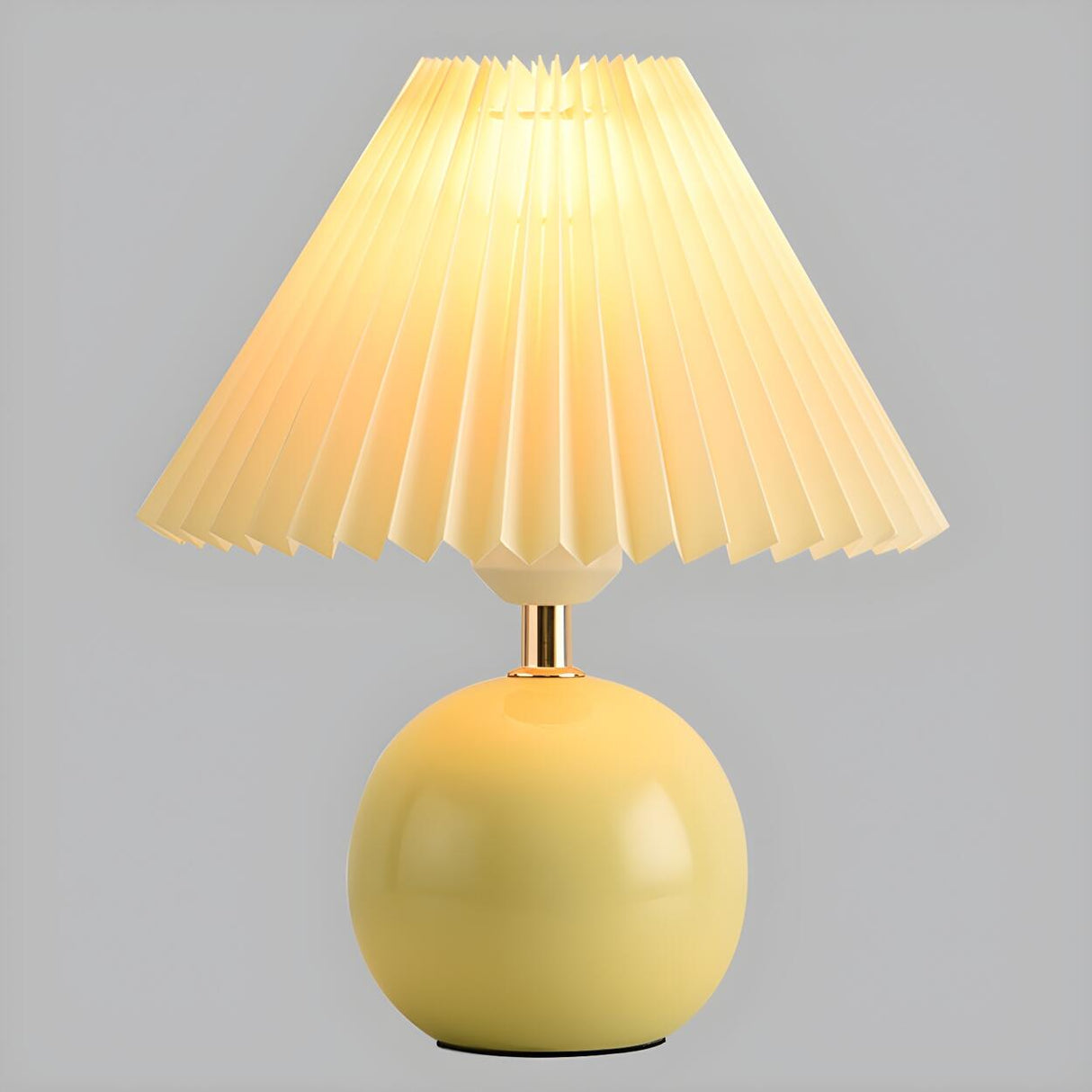 Modern Pleated Cone Shade White Ball Ceramic Table Lamp Image - 9