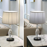 Modern Pleated Fabric Square Shade Crystal Table Lamp Image - 13