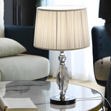 Modern Pleated Fabric Square Shade Crystal Table Lamp Image - 2