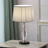 Modern Pleated Fabric Square Shade Crystal Table Lamp Image - 4