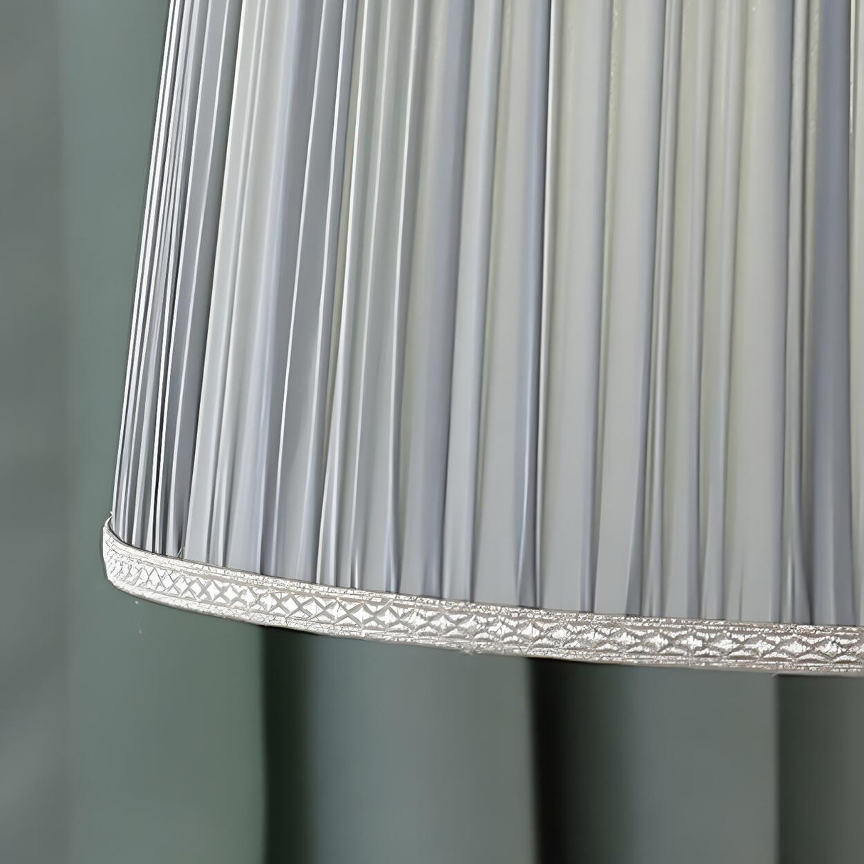 Modern Pleated Fabric Square Shade Crystal Table Lamp Image - 6