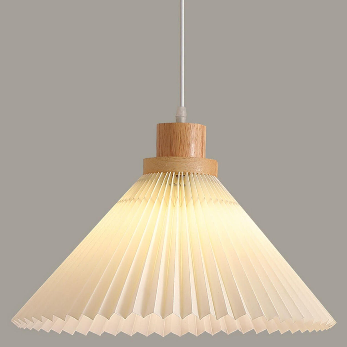 Modern Pleated Fabric White Dining Room Pendant Light Image - 12