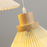 Modern Pleated Fabric White Dining Room Pendant Light Image - 13