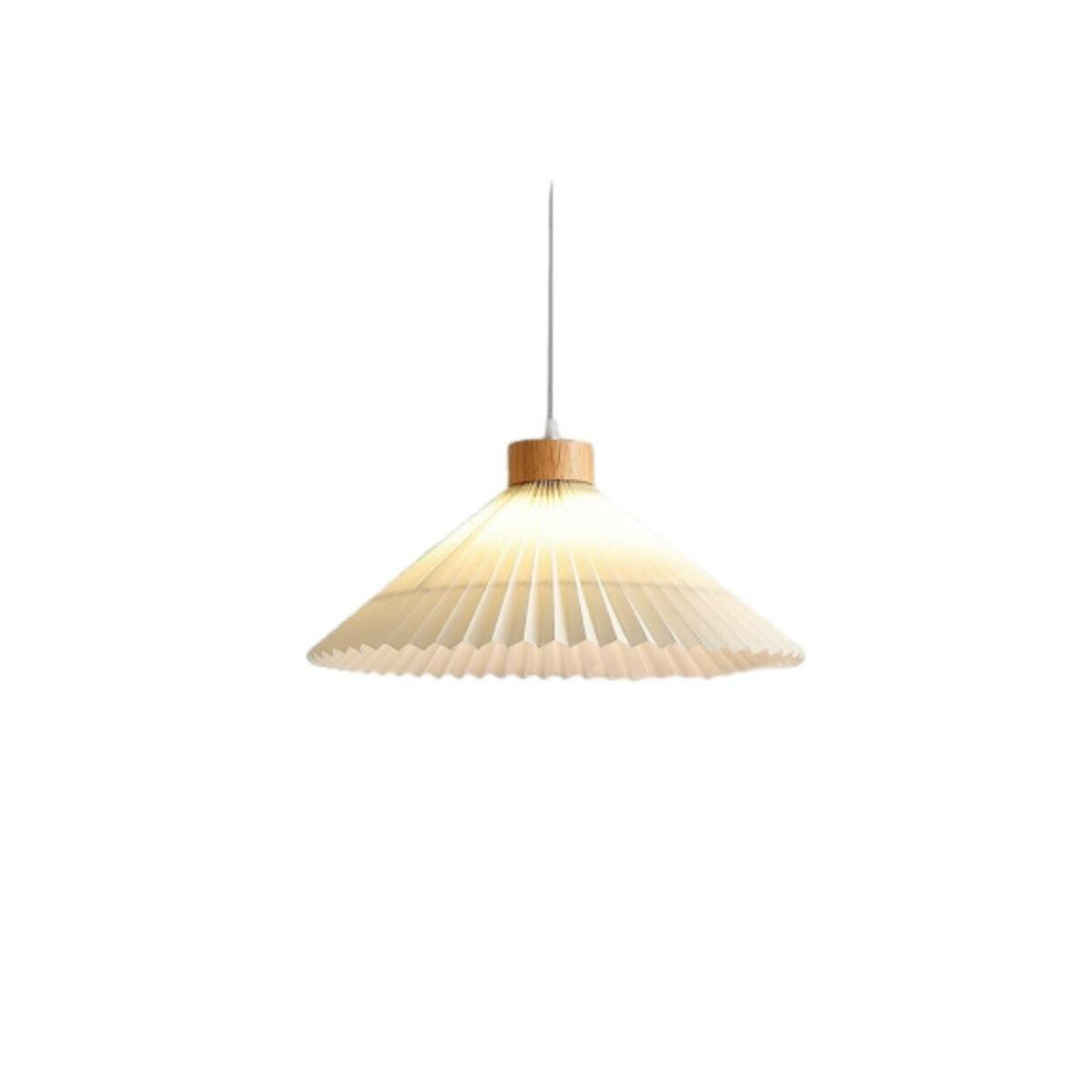 Modern Pleated Fabric White Dining Room Pendant Light Image - 5