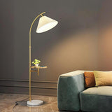 Modern Pleated Marble Base and Side Table Floor Lamp Image - 2