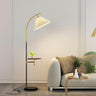 Modern Pleated Marble Base and Side Table Floor Lamp Image - 5