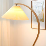 Modern Pleated Shade and Curved Black Floor Lamp Image - 11