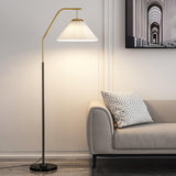 Modern Pleated Shade Black and Gold Metal Floor Lamp Image - 10