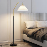 Modern Pleated Shade Black and Gold Metal Floor Lamp Image - 2